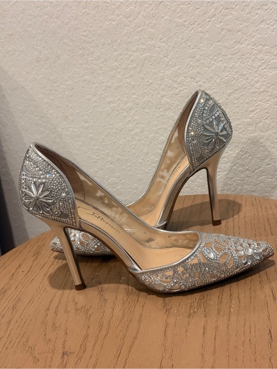 Betsey Johnson Shoes - Betsey Johnson Silver Bridal Crystal Embellished Pointed-Toe Pumps